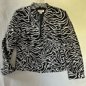 Talbots Blazer Bomber Jacket in Silk Blend with Zipper Closure